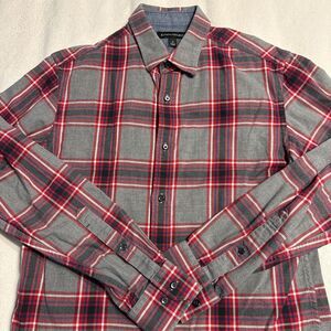 Banana Republic Mens Gray Plaid Long Sleeve Button Down Casual Shirt Sz Small
